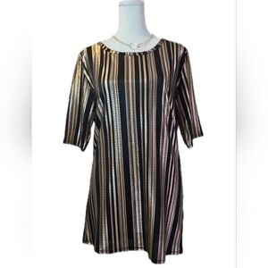 LuLaRoe Black and Gold Striped Gigi Top